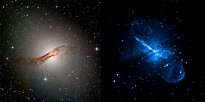 Figure 1: The Centaurus-A radio galaxy in two frequency bands